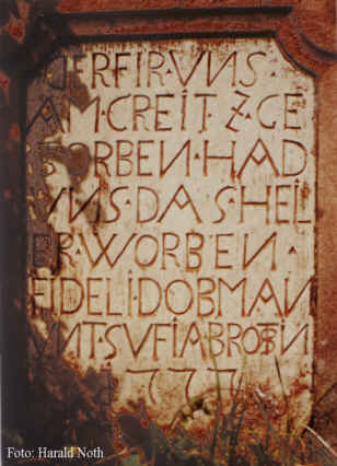Inschrift am Wegkreuz am Krämerkäppele, Oberrotweil