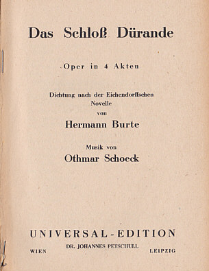 Hermann Burte: Libretto zur Oper "Das Schloss Drande"